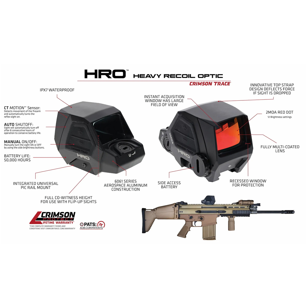 Crimson Trace HRO Reflex Sight 2 MOA Black - View 2