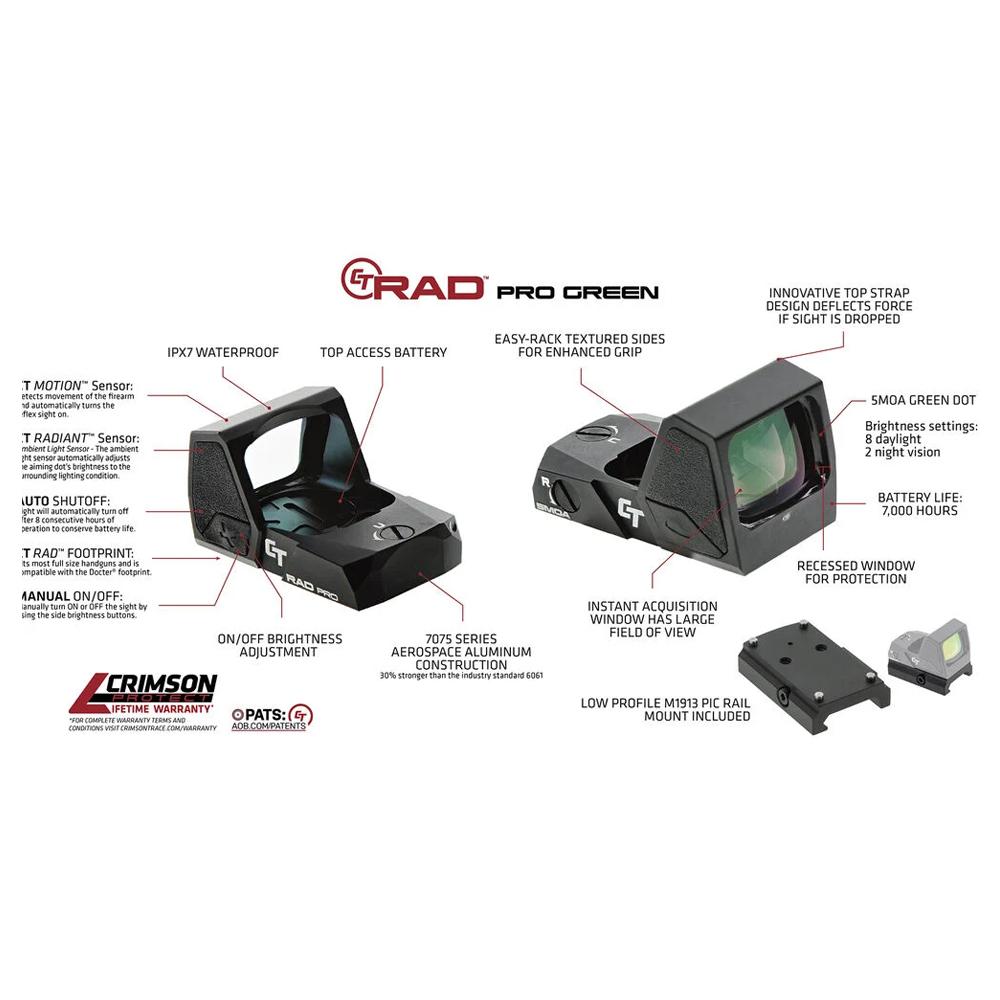 Crimson Trace CT-RAD Pro Red Dot Sight Pistol/Long - View 2