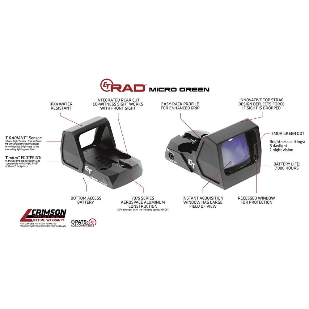 Crimson Trace CT-RAD Micro Pro Reflex Green Dot Sights - View 2