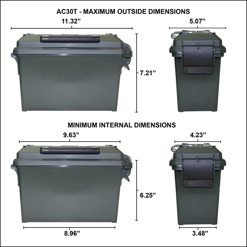 MTM CASE-GARD 30 Caliber Forest Green Tall Ammo Can (AC30T11) - View 2