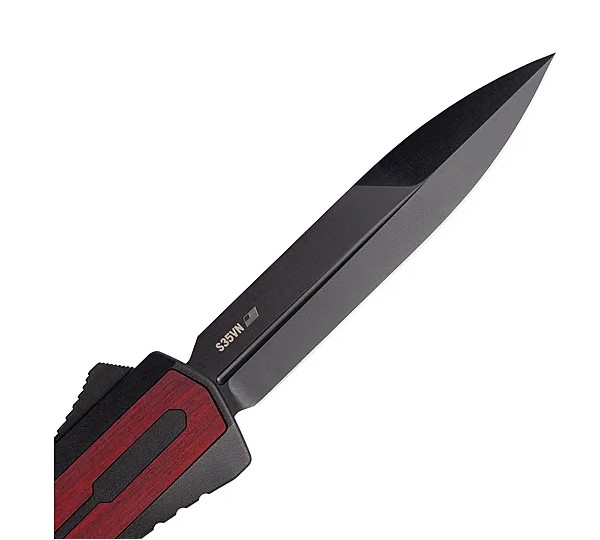 Zastava ZA7SRS A7 OTF Knife, S35VN Spear Point, Red Wood, Aluminum Handle - View 2