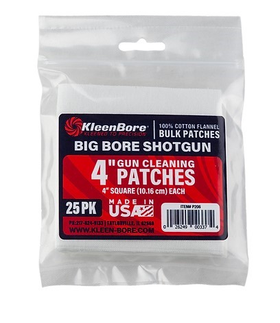 KleenBore 4" Cotton Cleaning Patch for Big Bore Shotgun 10 Pack - View 2