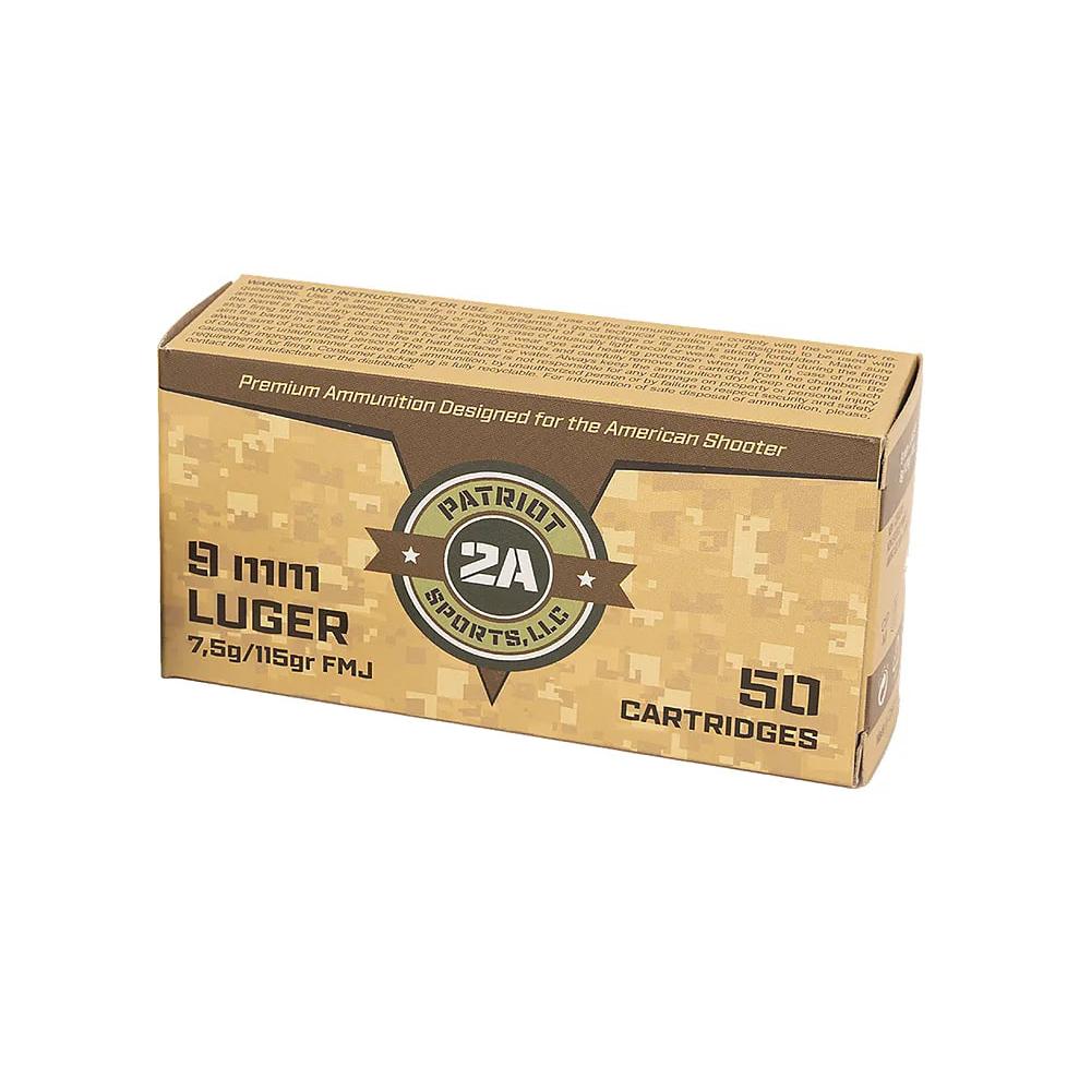 PATRIOT SPORTS LLC P9MM115F 9mm 115gr Full Metal Jacket 50 Per Box/20 Case - View 2