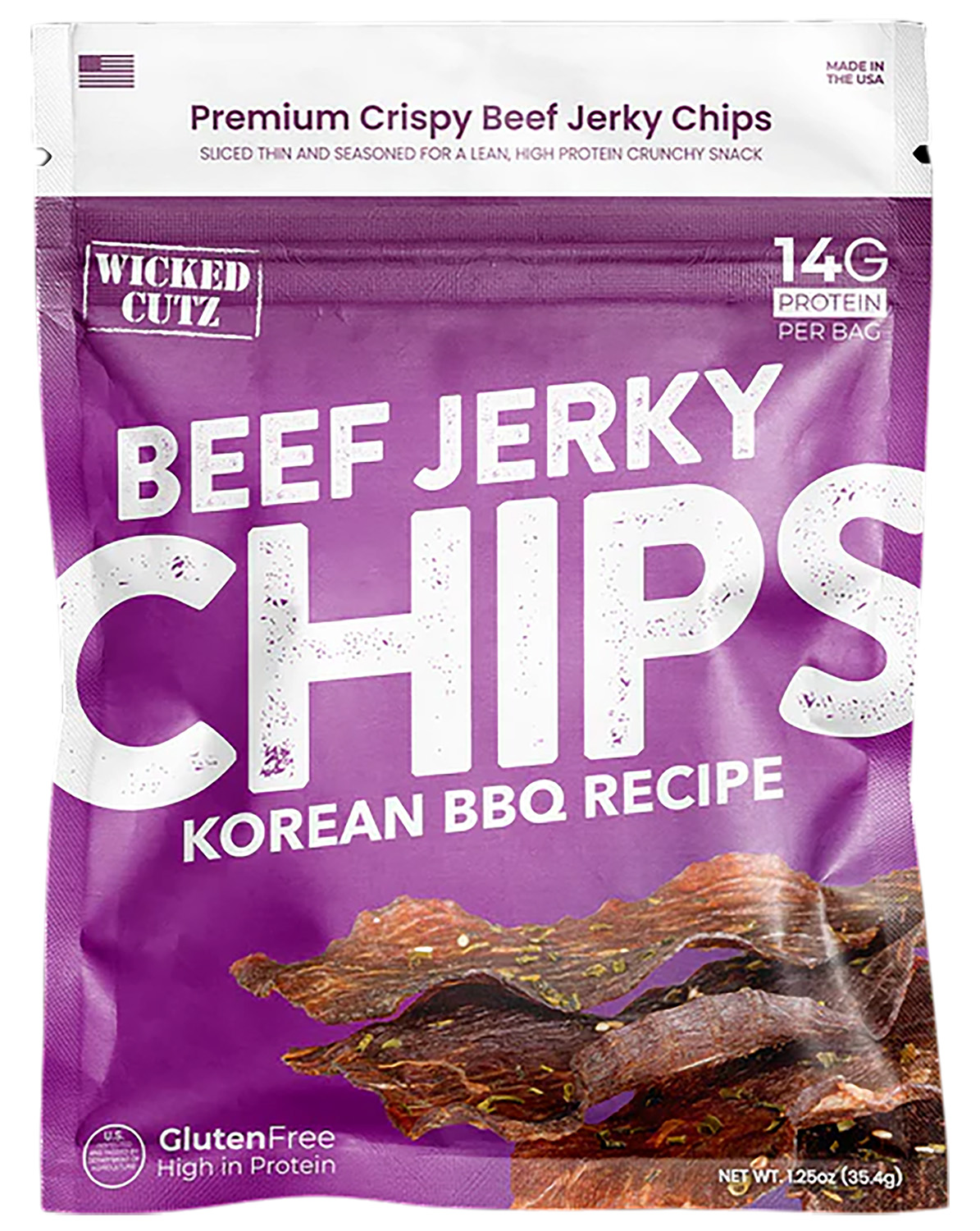 Wicked Cutz WCBC01KB Korean BBQ Beef Jerky Chips 8 Pack - View 2