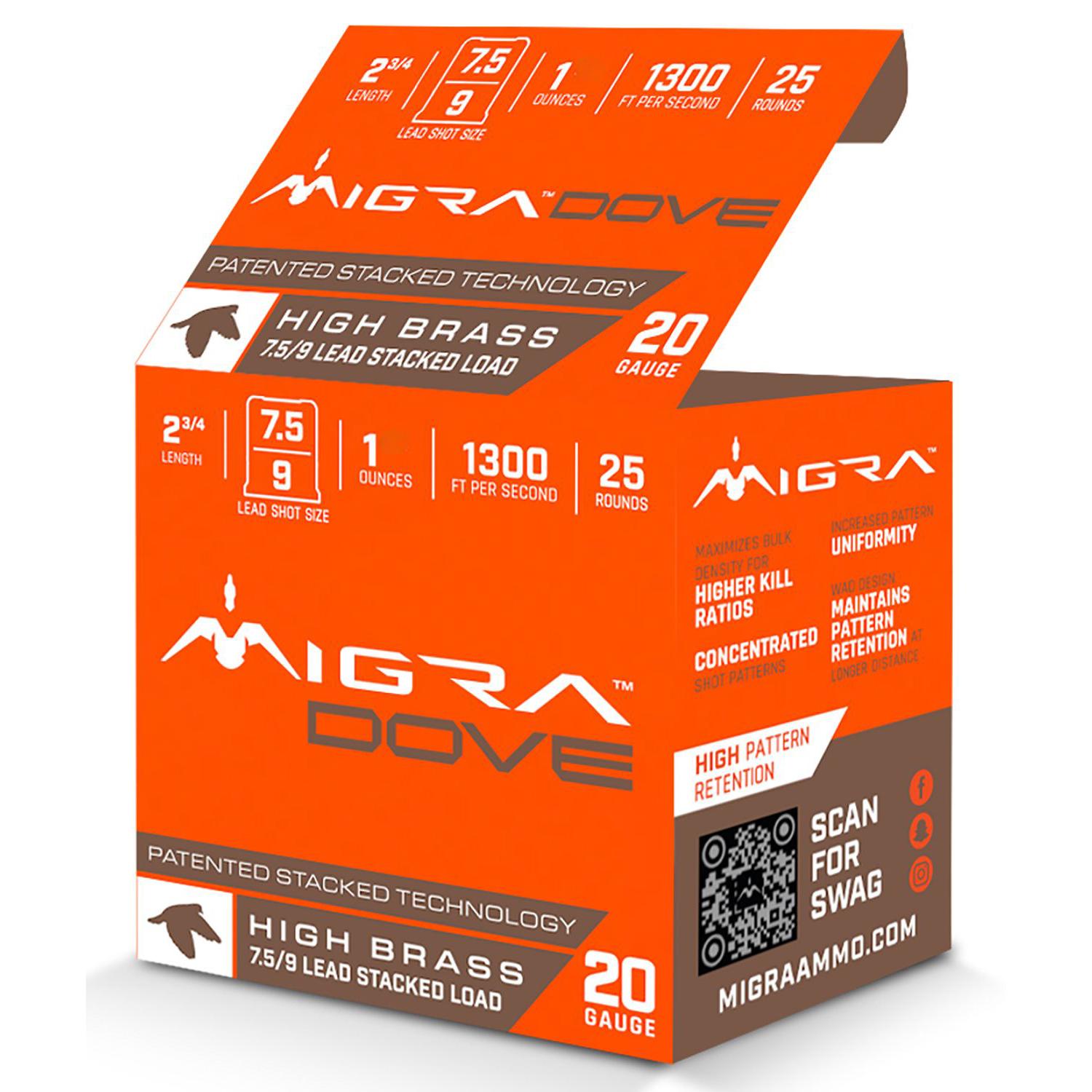 Migra Ammunitions M20LF7.59 Dove 20Gauge 2 3/4" 1oz 7.5/9Shot 25 Per Box/10 Case - View 2