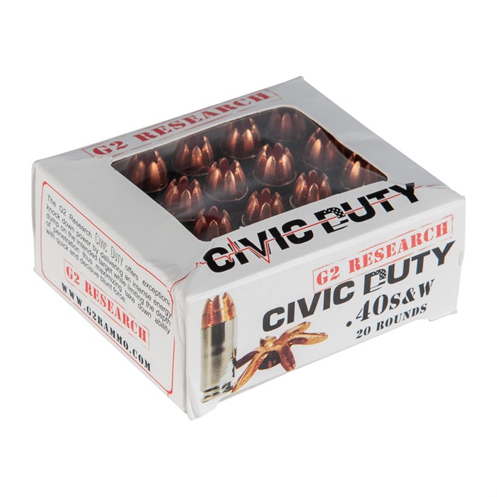 G2 Research G00620 Civic Duty 40 S&W 122gr Copper Ammo 20 Rounds - View 2
