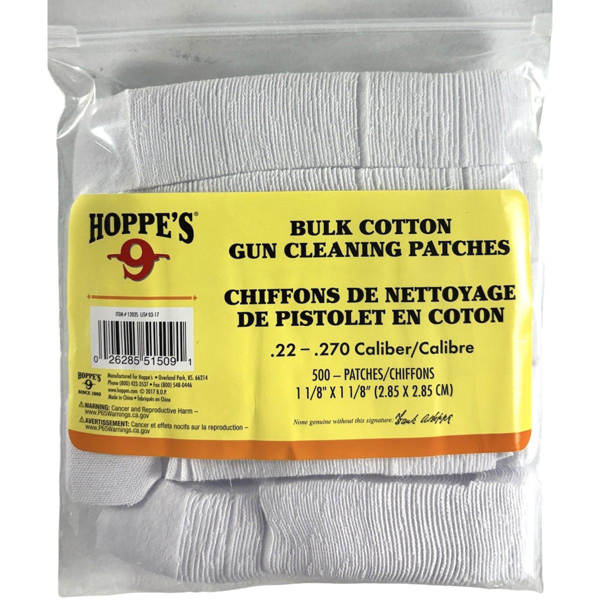 Hoppe's 1202S GUN Cleaning Patches Cloth 22-270 CAL 1.125" Cotton 500 PER - View 2