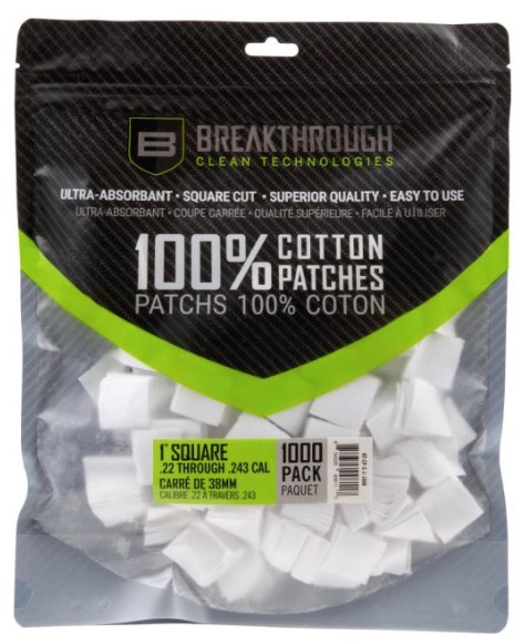 Breakthrough Clean BTCPS11000 1" Cotton Patches .243/270 Cal 1000 Pack - View 2