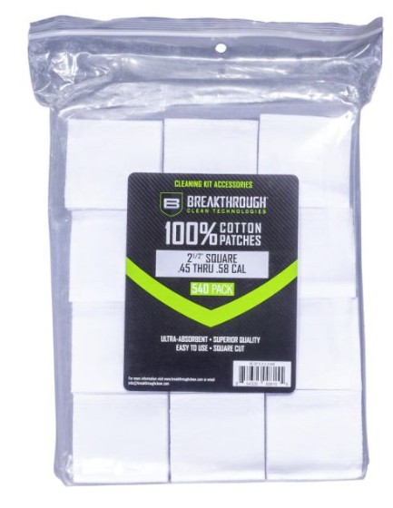 Breakthrough Clean BTCPS212540 Cotton Patches 2.5" 540-Pack 45/54 Caliber - View 2