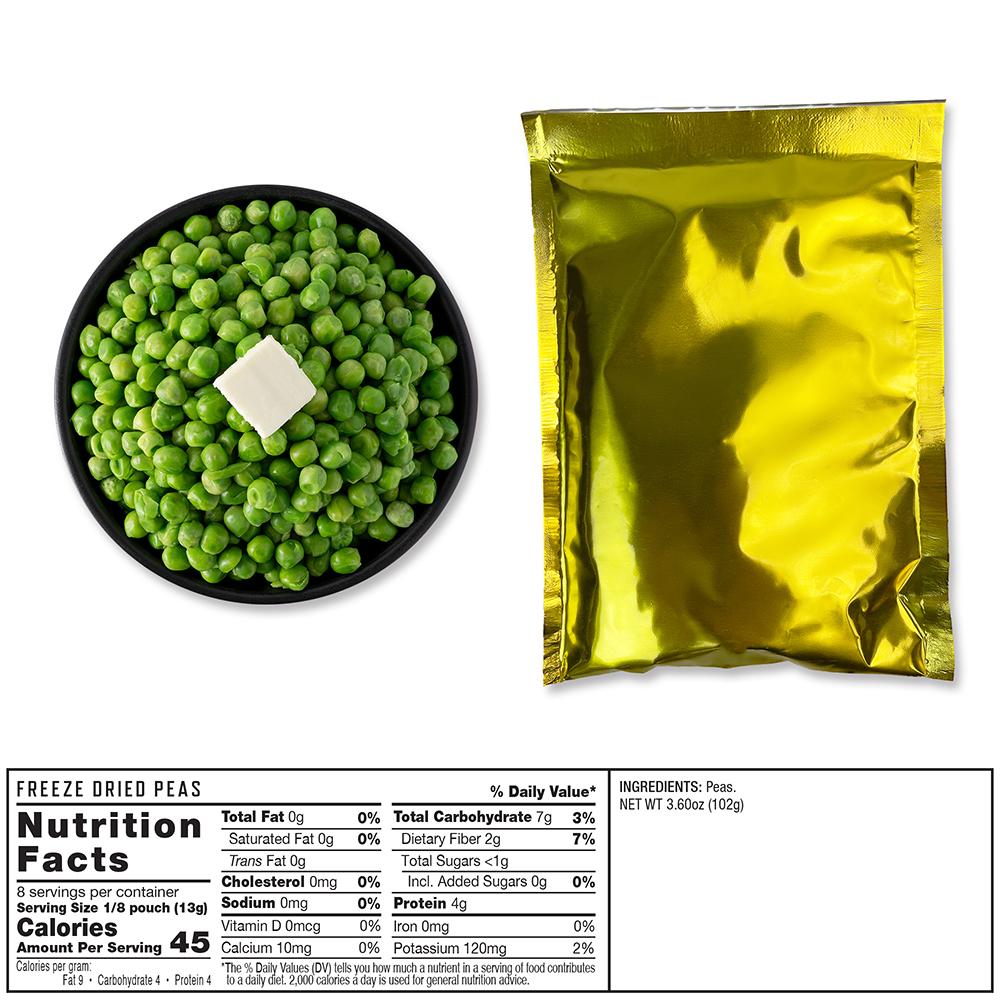 What s included in each bucket 4 pouches of Corn 8 servings ea. 3 Peas - View 2