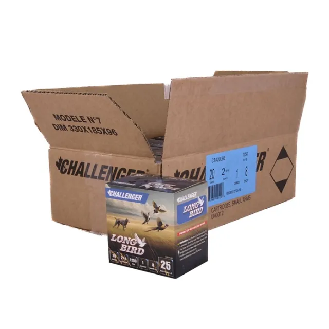 CHALLENGER AMMO LONG BIRD 20 GAUGE 2-3/4" 1OZ #8 SHOT 1250 FPS 250/CASE - View 2