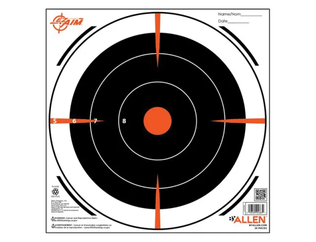 EZ-Aim 15246 Bullseye Hanging 8" x Black/Orange/ White 26 Per Pack - View 2