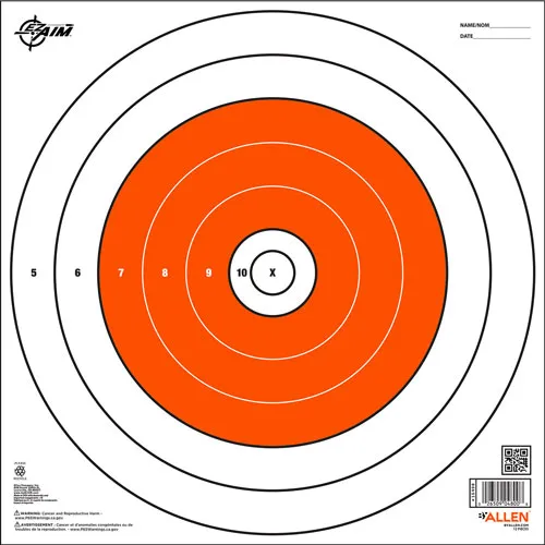 Allen EZ Aim Paper Bull's-Eye Target 12x12 White/Orange 12pk - View 2