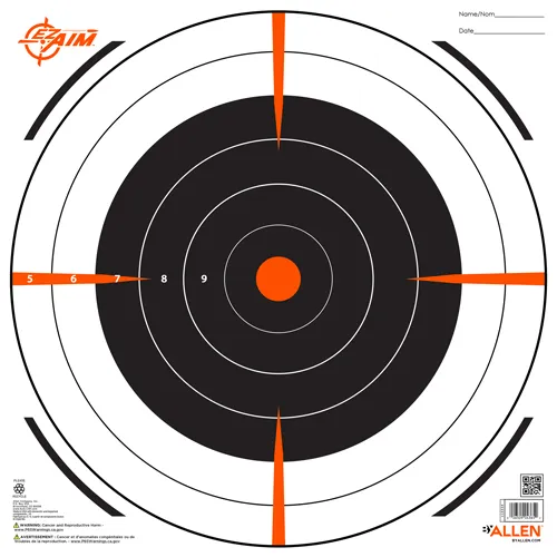 EZ-Aim Paper Bullseye Targets 12x12 12pk. High Visibility Neon Ink. - View 2