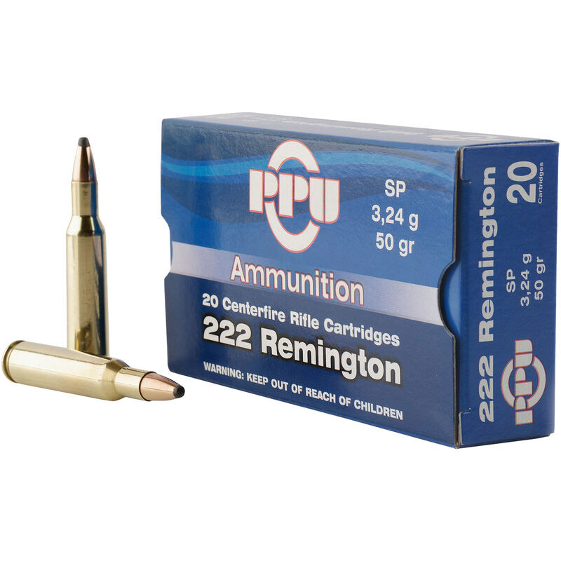 PPU PP222 Standard Rifle 222Rem 50gr Soft Point 20 Per Box/50 Case - View 2