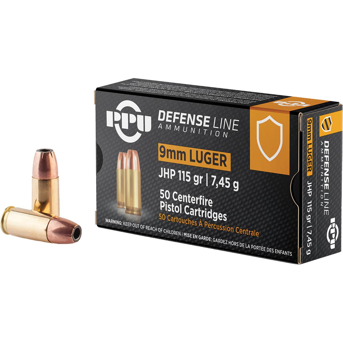 PPU PPD91 Defense 9mmLuger 115gr Jacketed Hollow Point 50 Per Box/20 Case - View 2