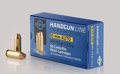 PPU PPH10F Handgun 10mmAuto 170gr Flat Point Jacketed 50 Per Box/10 Case - View 2