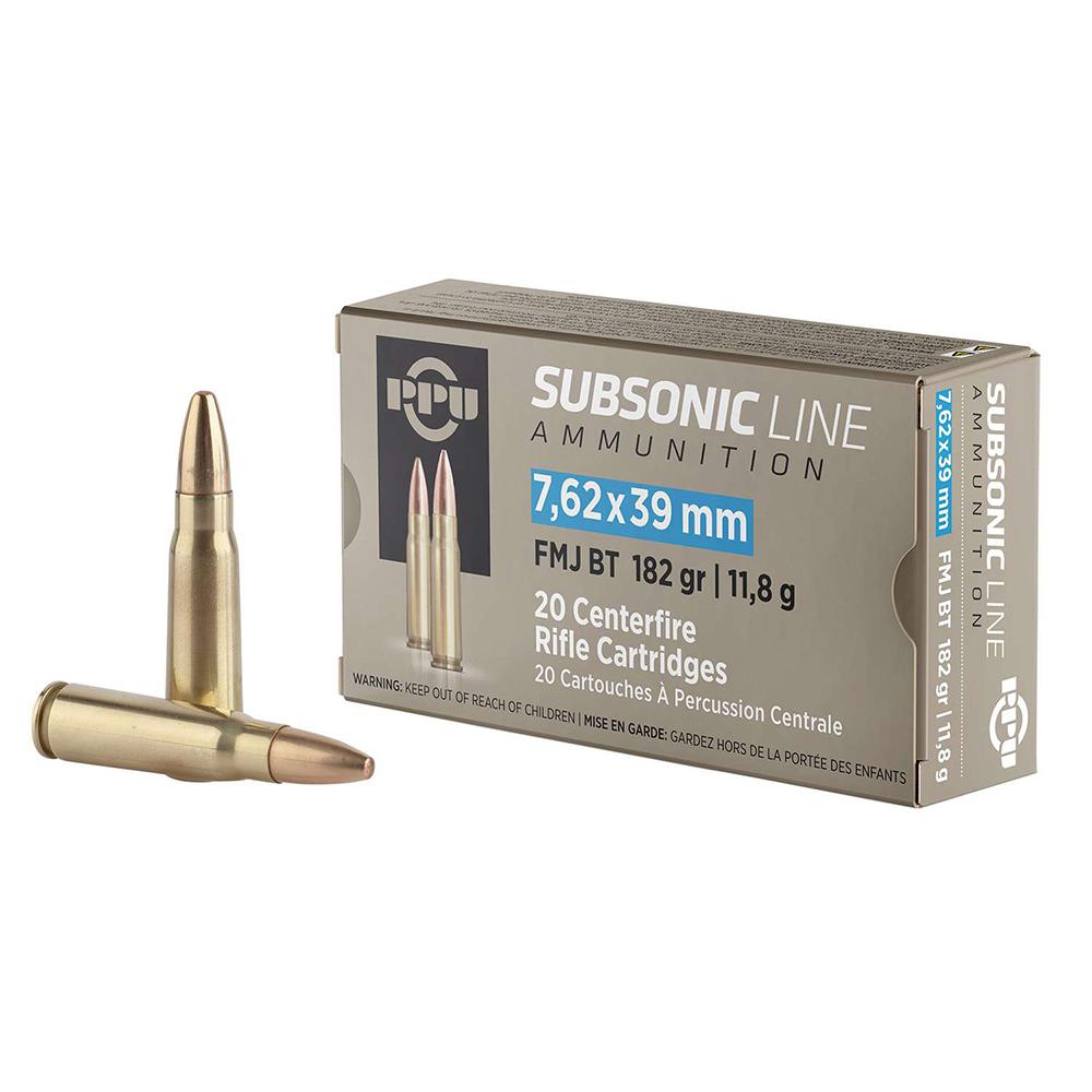 PPU PPS76239 Subsonic 7.62x39mm 182gr FMJ BT Ammo 20/Box - View 2