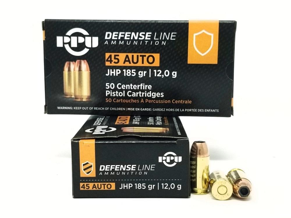 PPU PPD45 Defense 45ACP 185gr Jacketed Hollow Point 50 Per Box/10 Case - View 2