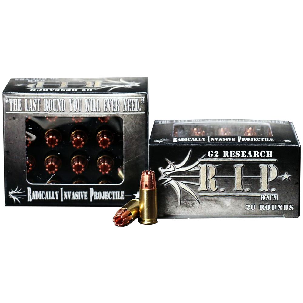 G2 RIP Ammo 9mm Luger 92gr Hollow Point Brass Cased Pistol - 20 Rounds - View 2