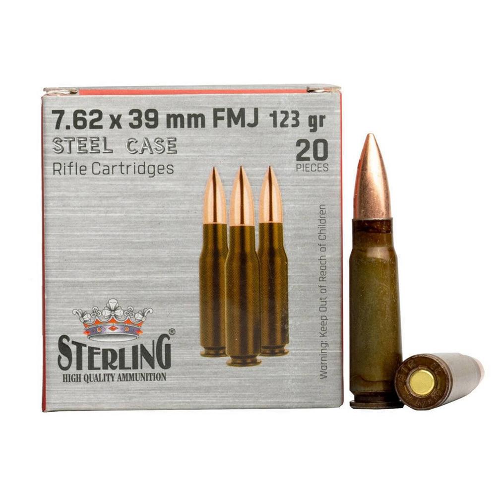 Sterling 7.62x39mm 123 Grain FMJ Steel Cased Ammo 20rd - View 2