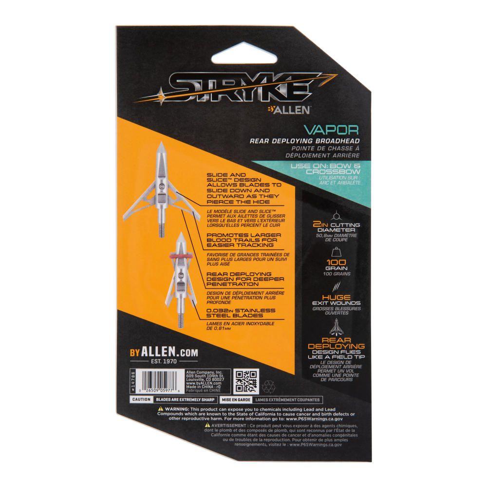 Stryke Vapor Broadhead 100 gr. 2" Cut 3 pk. 14786 Silver - View 2