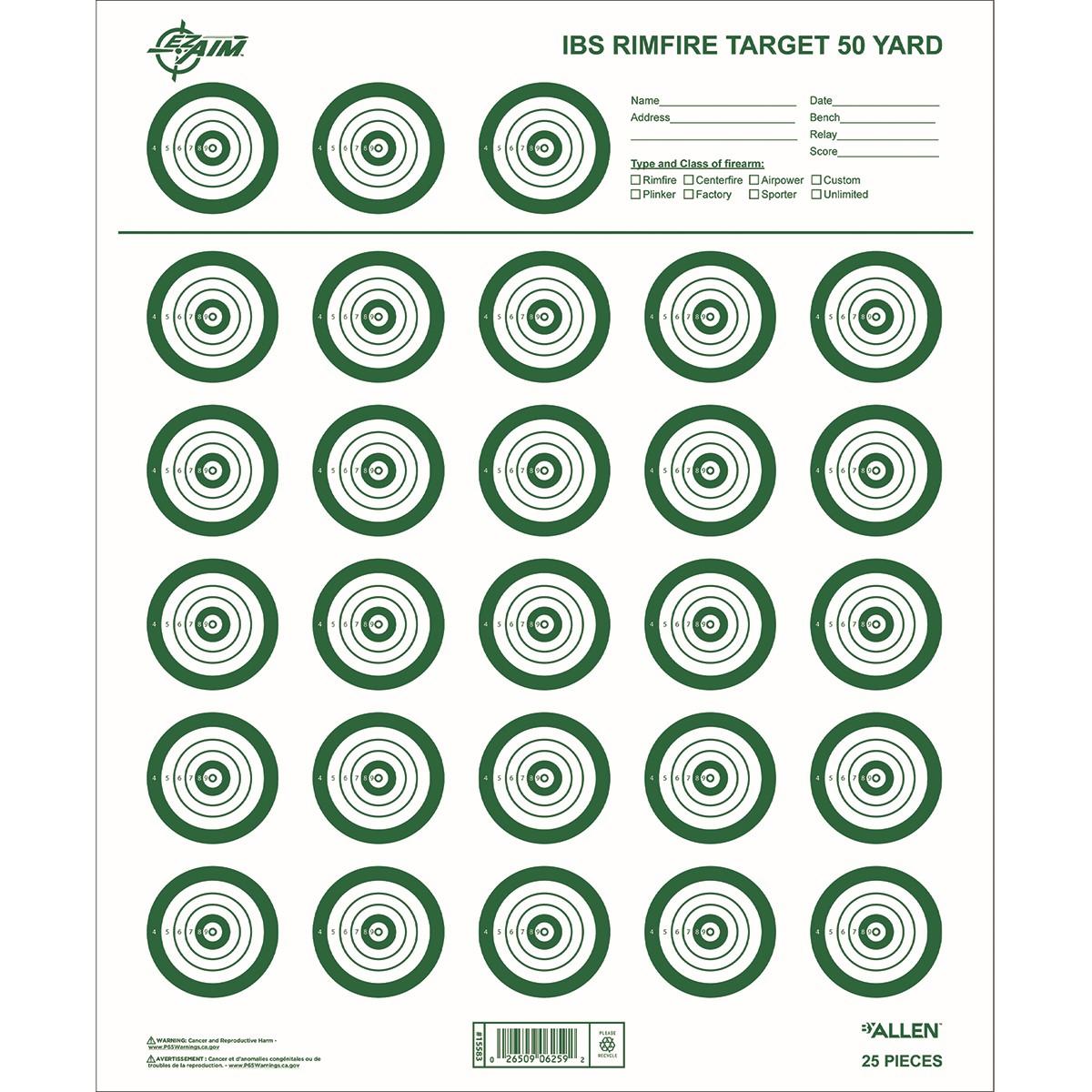 Allen EZ-Aim IBS Rimfire Target 14x17 Green/White 25 Pack - View 2