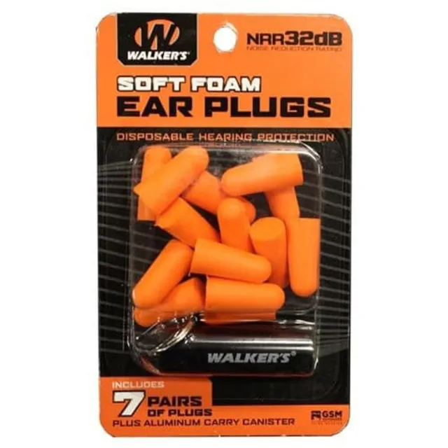 WALKER'S GAME EAR 7 Pairs Orange Foam Plugs with Black Alum Carry Canister - View 2