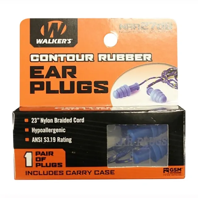Walker's GWPTPRCORDBL Corded Rubber Ear Plugs 27 dB In The Ear Blue Adult - View 2