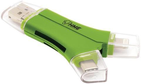 HME-QMCR 4-in-1 Card Reader USB C/Micro USB/Lightning - View 2