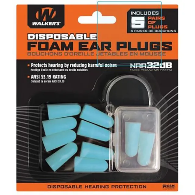 Walker's GWPFP5PKTL Foam Ear Plugs Foam 32 dB In The Ear Teal 5 Pack - View 2