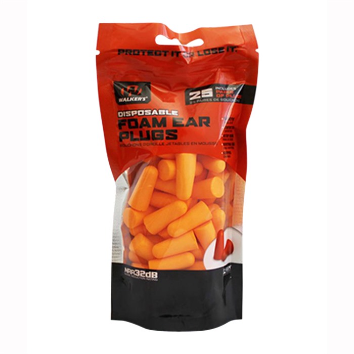 Walker's GWPFP25BAG Foam Ear Plugs Foam 32 dB In The Ear Orange Adult 25 Pair - View 2