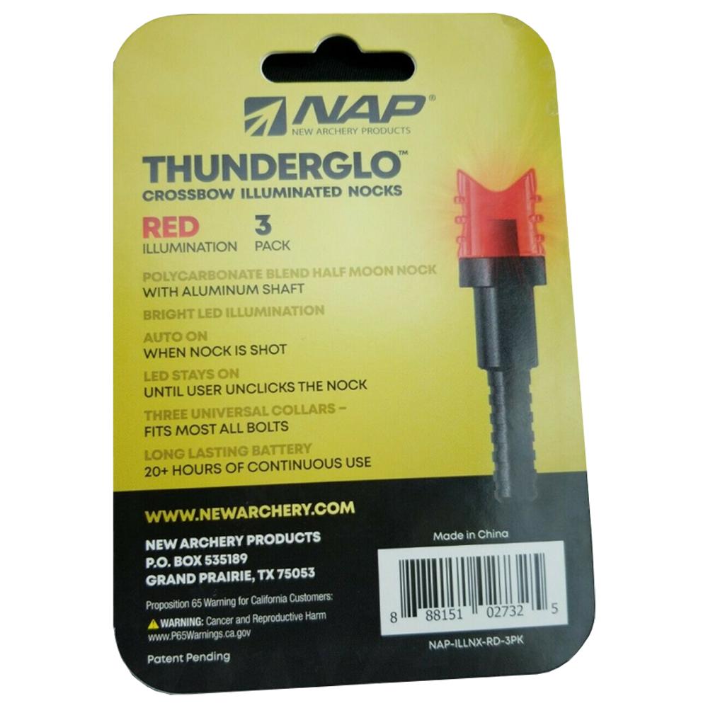 NAP NAPILLNXRD3PK Thunderglo Red Illuminated Crossbow Nock 3 Pack - View 2