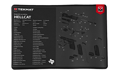 TekMat TEKR17HELLCAT Springfield Armory Hellcat Cleaning Mat Gray/White Rubber 11"x17" Springfield Hellcat Parts Diagram - View 2