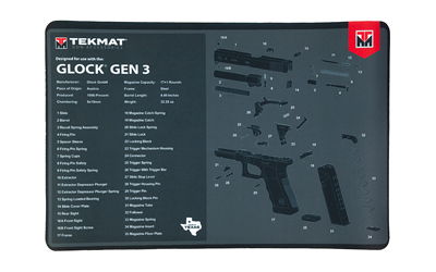 TekMat TEKR17GLOCKG3 Glock Gen 3 Black/White Rubber 11"x17" Glock Gen3 Parts Diagram - View 2