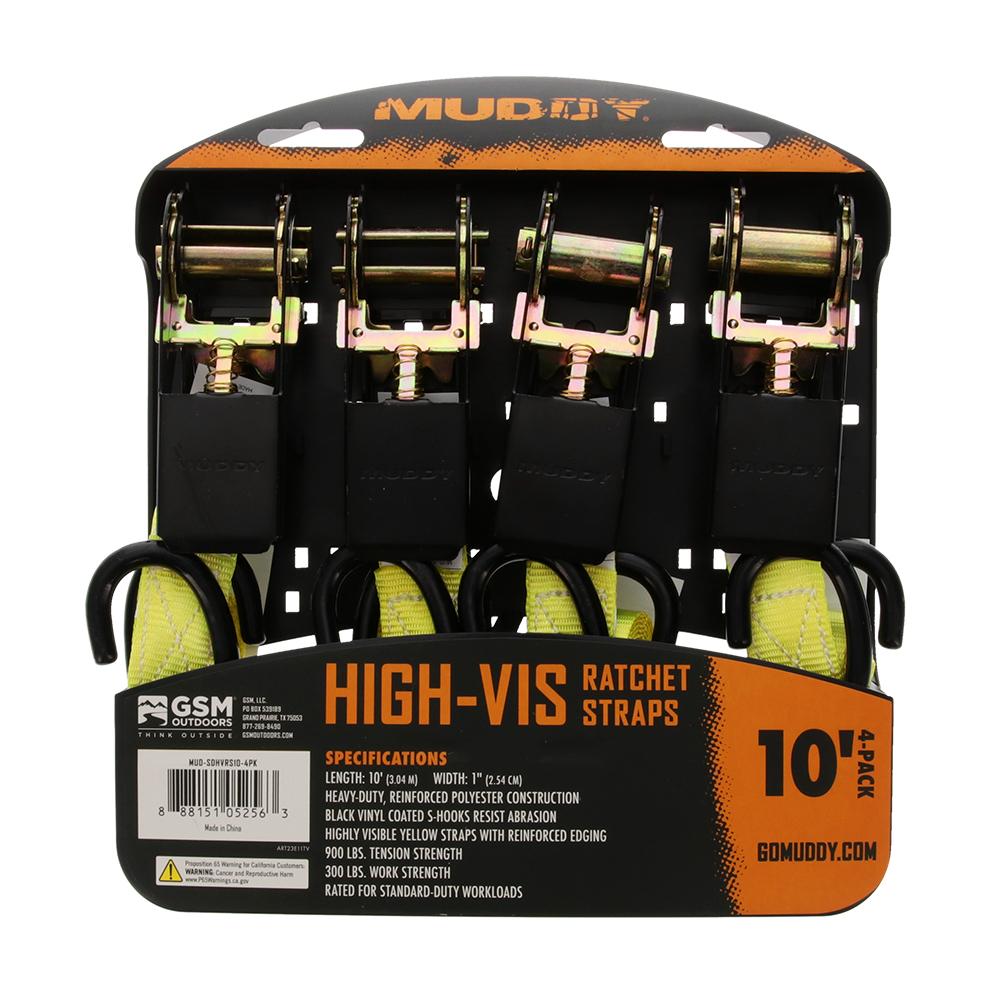 Muddy Ratchet Straps 1 x 10 ft High-Vis Yellow 4/ct - View 2