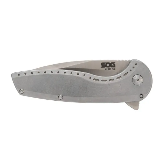 SOG Knives Aegis FLK 2.0 Folding Knife 3-1/4 Drop Point Blade Silver Blister - View 2