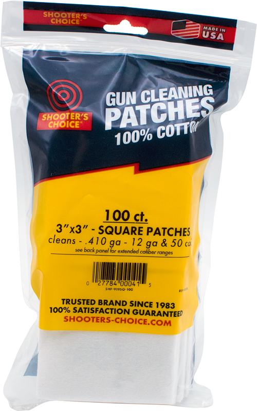 Shooters Choice Square Cleaning Patches 3" 100 Pack White Cotton - View 2