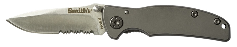 Smith's Titania I Folding Drop Point Part Serrated Satin Titanium Coated Stainless Steel Blade - View 2
