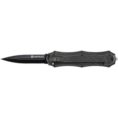 Smith & Wesson SWOTF9BS OTF Assist Dagger Knife with Glass Breaker 3.6" Black Oxide Blade - View 2