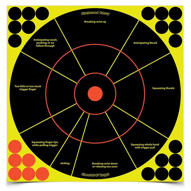 Birchwood Casey Shoot-N-C Handgun Trainer 34032 Self-Adhesive Paper Black/Yellow 12" Circle 5 Pack - View 2