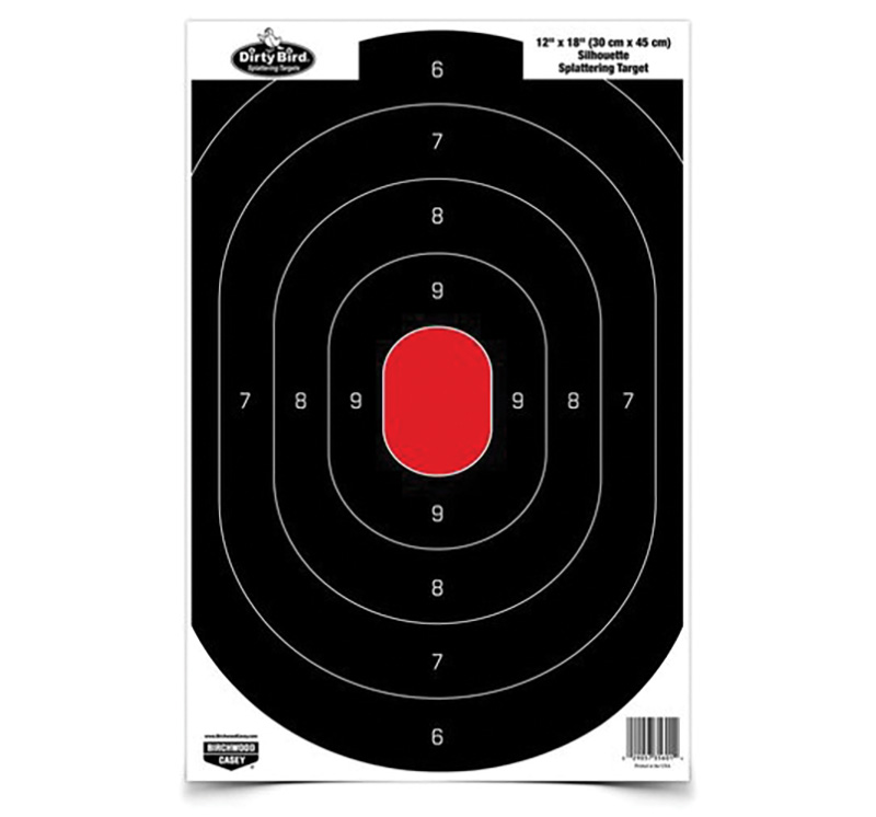 Birchwood Casey Dirty Bird Silhouette Tagboard Hanging Pistol 12" x 18" Black/Red 100 Per - View 2