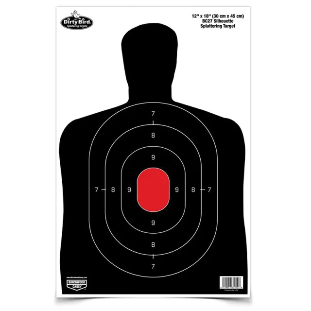 Birchwood Casey Dirty Bird BC-27 Silhouette Tagboard Hanging Pistol 12" x 18" Black/Red 100 Per Pkg - View 2