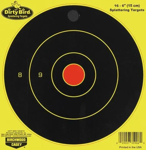 Birchwood Casey 35906 Dirty Bird 6 Inch Bullseye Target 16 Pack Black Yello - View 2