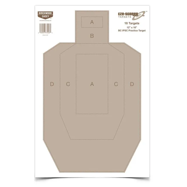 Birchwood Casey EZE-Scorer IPSC Silhouette Paper Target 12" x 18" Tan 10 - View 2