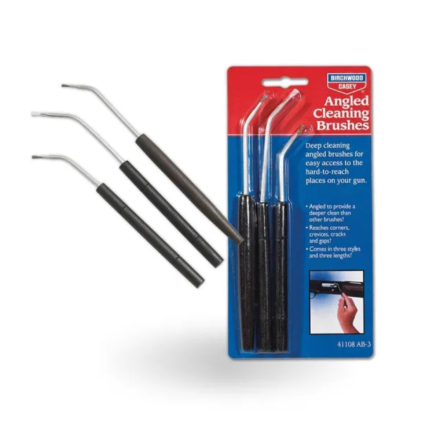 Birchwood Casey 41108 Angled Cleaning Brushes Bronze/Nylon/Stainless Steel Bristles 3 Pack - View 2