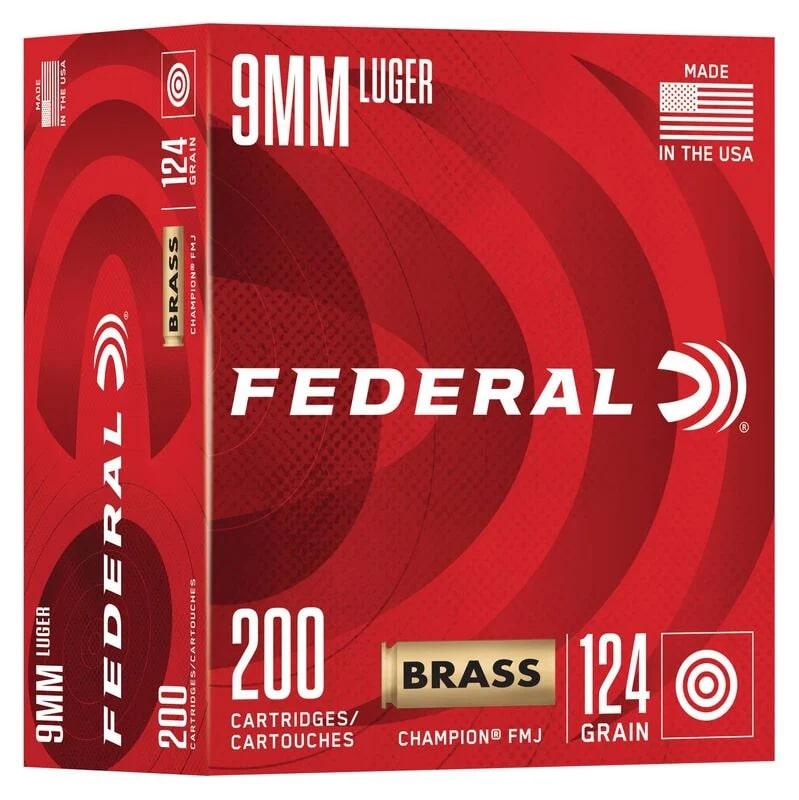 Federal C9124A200 9mm Luger Champion Brass 9mm FMJ 124gr 200/Box - View 2