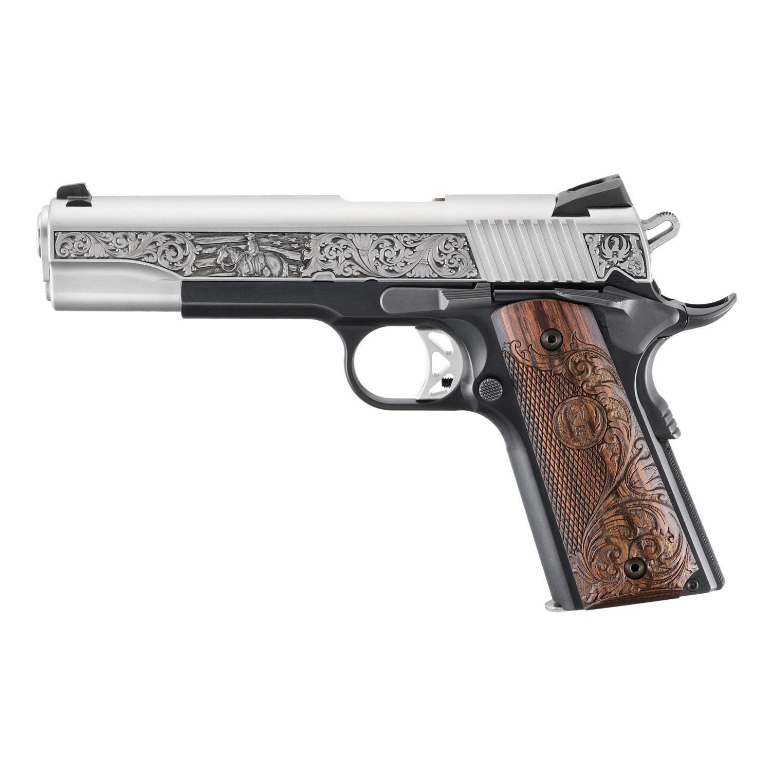 Ruger SR1911 Handgun .45 ACP 8rd Magazine(2) 5 Barrel 2-Tone w/Engraved Wood Grip - View 2