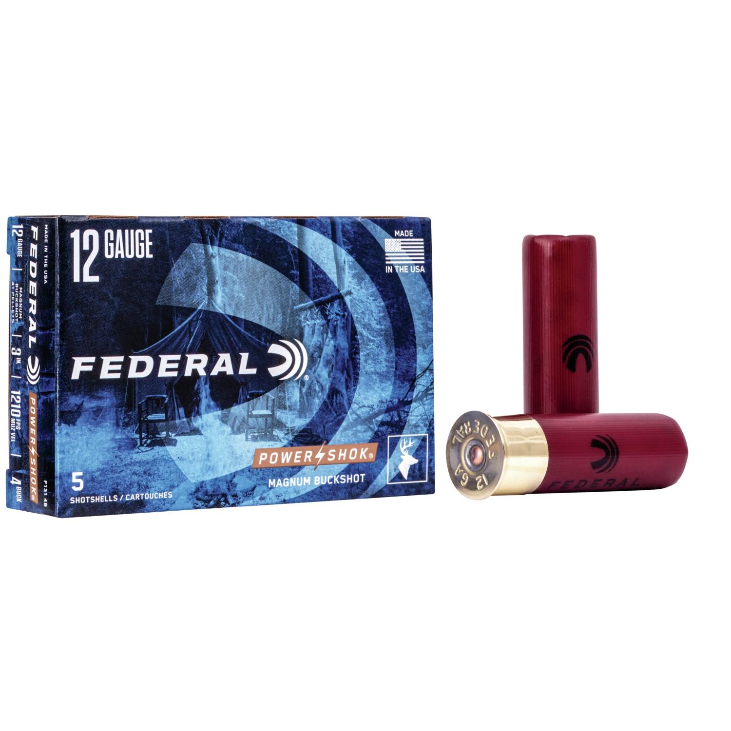 Federal F1314B 12 Gauge 3 in 41 Pellets 4 Buckshot 5 Rounds Box - View 2