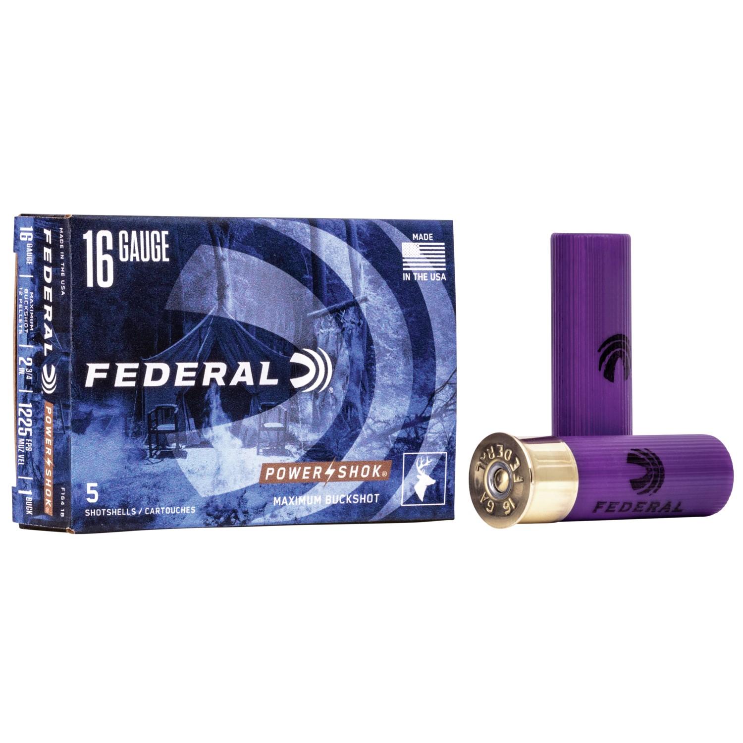 Federal F1641B Power-Shok 16 Gauge 2.75 in 12 Pellets 1 Buckshot 5 Rounds - View 2